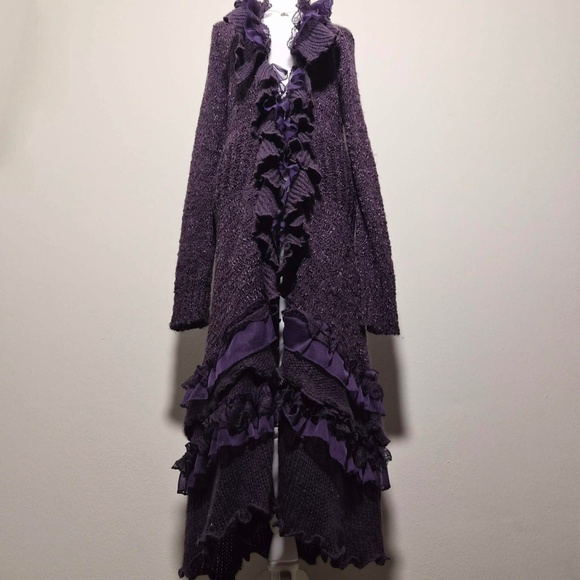 Pretty Angel Sweaters - NWT Pretty Angel Silk Wool Blend Victorian Vamp Fairy Whimsigoth Maxi Cardigan L